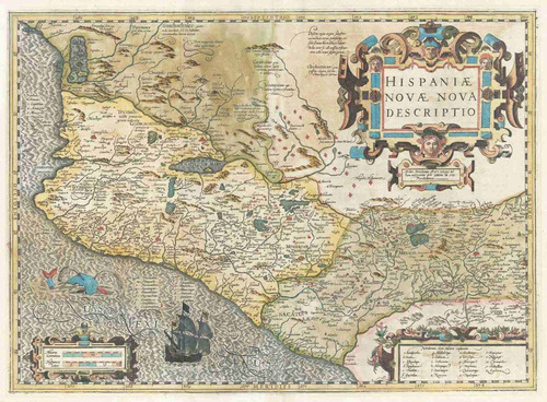 Lienzo Tela Bastidor Mapa Costa Oeste México 1606 70x90