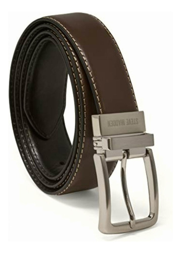 Steve Madden Cinturón De Piel Casual Para Hombre, Color Marrón/negro Talla 40