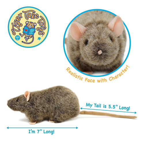 Viahart Reuben The Rat - Ratón De Peluche De 7 Pulgadas - . Color Blanco