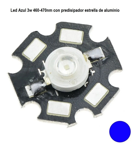 Imagen 1 de 1 de Led Alta Potencia 3w Azul Predisipador Estrella De Aluminio