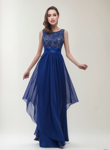 Vestido Fiesta Navidad Noche Largo Elegante Gasa Corte A