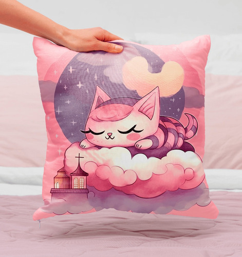 Souvenir Cumplea 5 Almohadas 25x25 Cm Gato Gatitos Acuarela