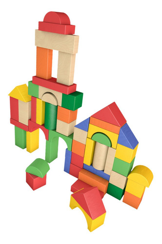 50x Bloques De Construcción De Madera Juguetes Para Niños