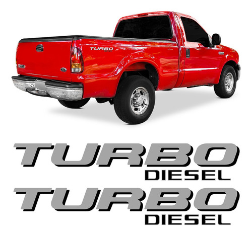 Par Adesivo Turbo Diesel Caçamba Ford F250 F-250 Emblema