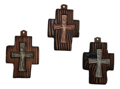 Crucifijo Moderno - Cruz De Madera Quemada - 17 Cm -