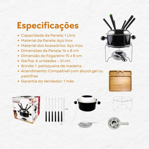 Aparelho De Fondue 11 Peças De Aço Kit Inox Chocolate Queijo