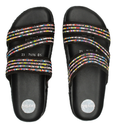 Sandalias Dama Berlín Negro Casual Slideon Suela 3cm Mujer