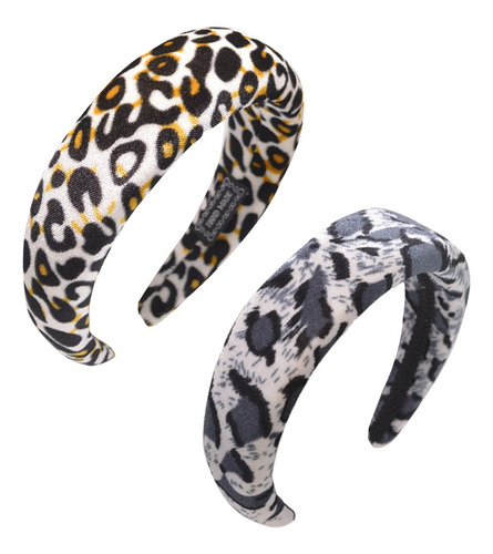 2 Diademas De Leopardo Gruesas Cubiertas De Pelusa Con Espon 2 Diademas De Leopardo Gruesas Cubiertas De Pelusa Con Espon