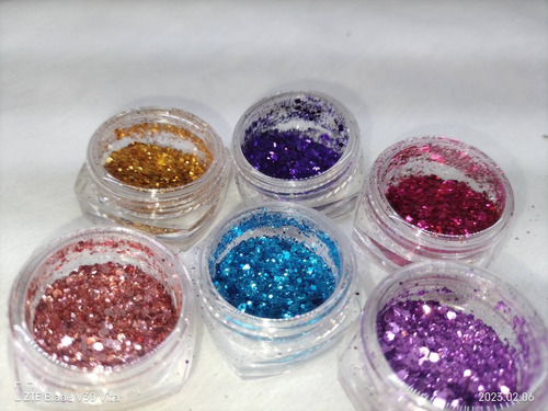 Glitter Para Decoración De Unas C/6 Colores Glitter