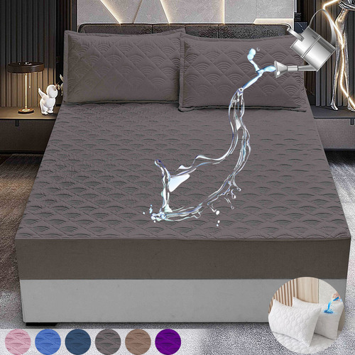Protector Universal Para Colchón100%impermeable Transpirable Gris Matrimonial