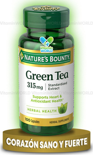 Extrato de chá verde Nature's Bounty 315 mg 100 cápsulas, sabor sem sabor