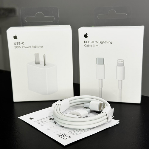 Cargador Para Iphone De 20w Carga Rápida Completo Original Blanco