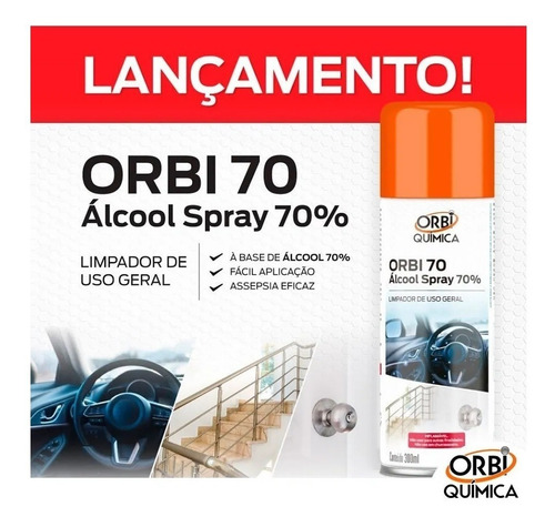 Kit 10 Álcool Gel Em Spray 70% Aerossol 300 Ml 13601 Orbi