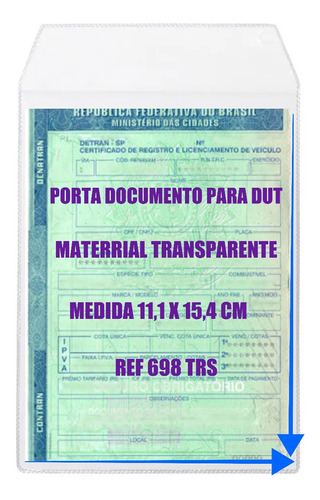 Porta Documento Com Tampa Para Veiculos (dut)  50 Unidades