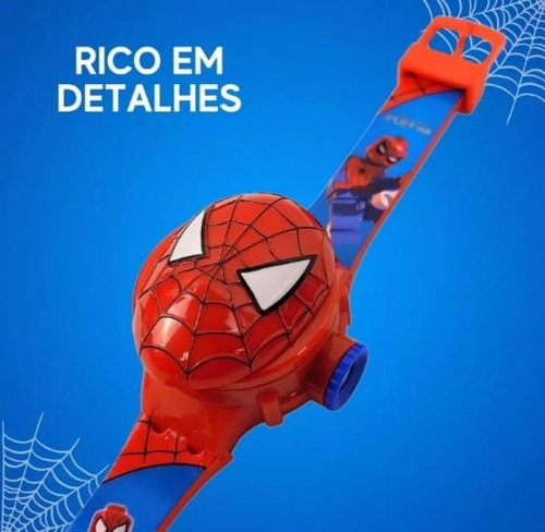 Kit Luva Homem Aranha Lança Teia + Relógio Projetor Presente