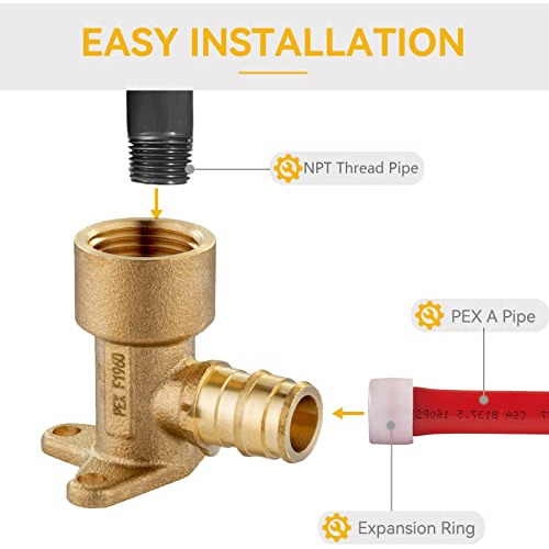 Montaje: Codo De Oreja Caída Pex-a 1/2puLG X 1/2puLG Npt