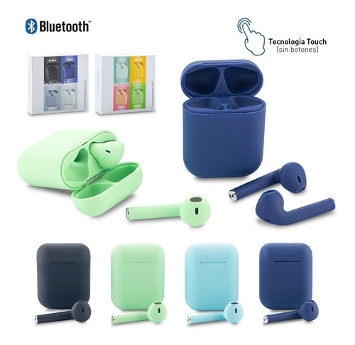 Audífonos Bluetooth Air I12 Tecnología Touch Colores Mini