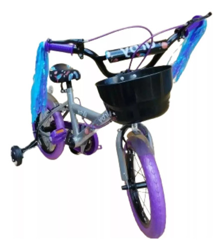 Bicicleta Infantil Rodado 12 Violeta Nena Con Rueditas Mca