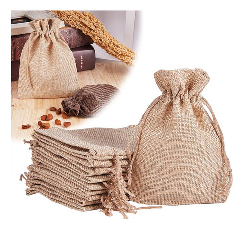 20x Pequeña Bolsa De Yute De Lino De Arpillera Bolsa De