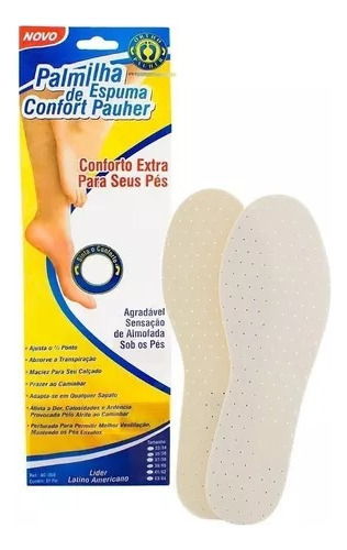 Plantilla de espuma Pauher Comfort blanca, par bilateral, color amarillo, talla 39/40