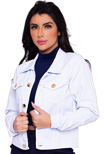 Jaqueta Feminina Branco E Colorida | Jeans | Brim | Denim