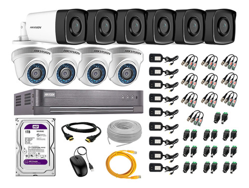 Kit 10 Cámaras Seguridad It3f Hikvision Full Hd 1tb | 40m Ir