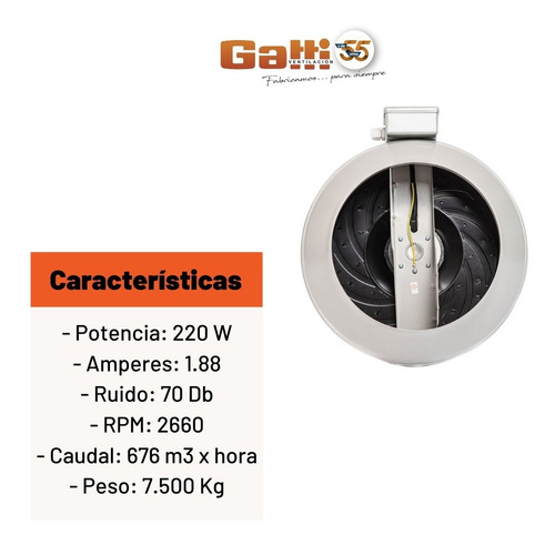 Imagen 6 de 10 de Extractor De Aire Entre Conducto Chapa 10 (25 Cm) Gatti Vent