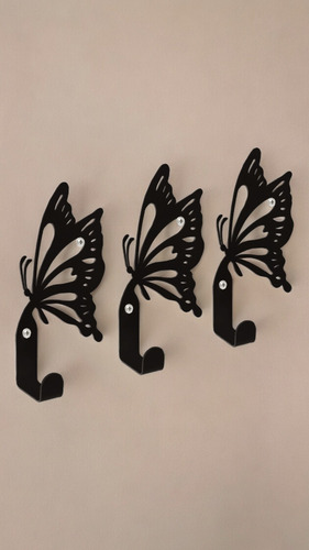 Porta Llaves De Pared Moderno Figura De Mariposa 1 Gancho Color Negro