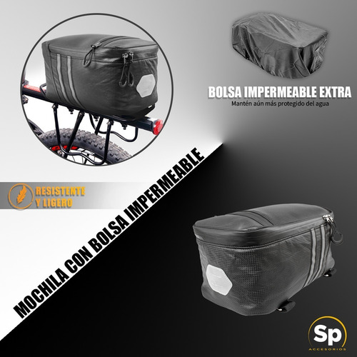 Imagen 2 de 8 de Bolsa Mochila Impermeable Maletero De Bicicleta C Reflejante