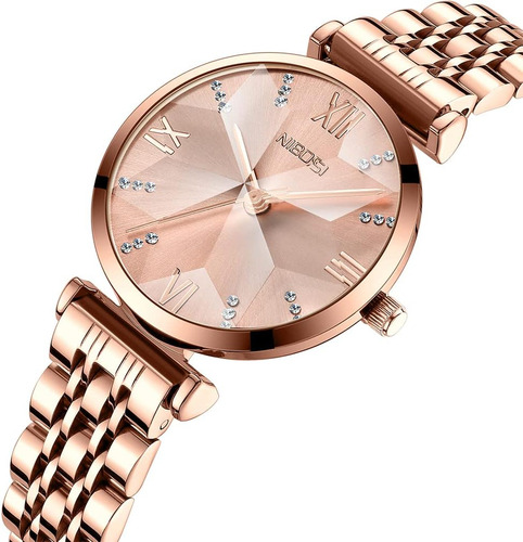 Nibosi Relojes De Moda De Oro Rosa Para Mujer Vestido Femeni
