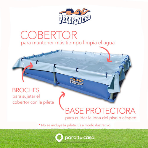 Pileta Lona 500 Lt Pelopincho 1010 + Cubre Pileta + Base