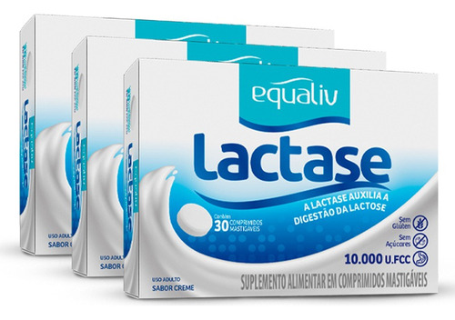 Kit 3 Lactase Equaliv 30 Comprimidos Mastigáveis Sabor Neutro