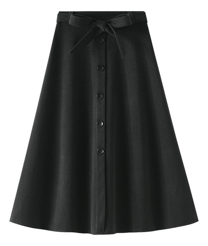 Single-breasted Lace-up Bow Skirt Autumn And Winter Women's