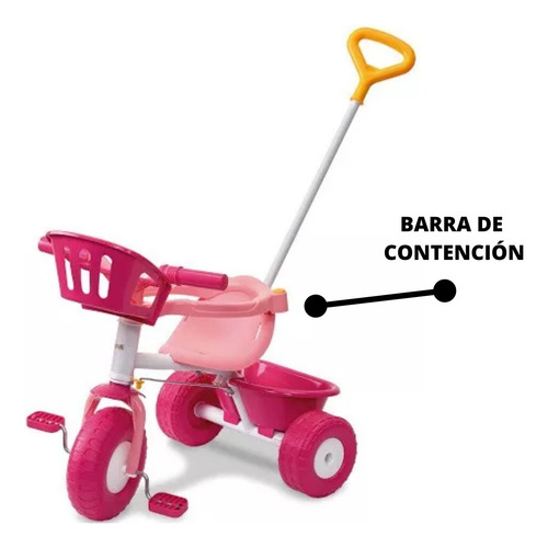 Imagen 3 de 8 de Triciclo P/bebe Nena/e Rondi De Metal + Barra De Dirección
