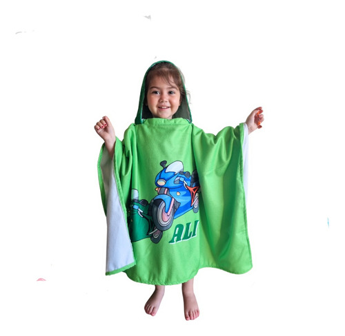 Toalla  Poncho Personalizado Microfibra Fotos Nombre Kids