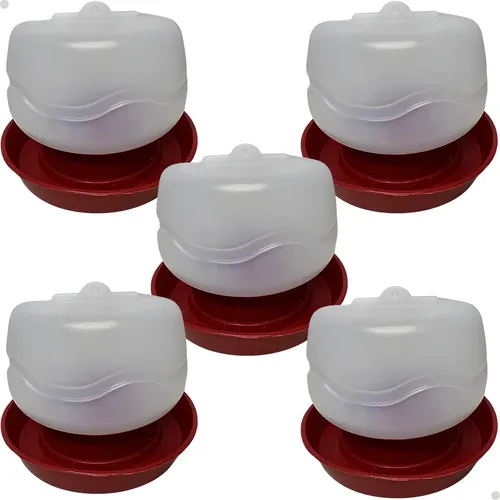 5 Bebedouro Automatico Aves Pequenas Pintos Codornas 1 Litro Vermelho