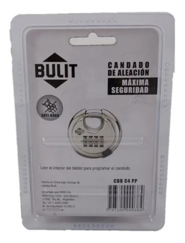 Candado Aleación 10mil Combinaciones 7 Mm Extra Fuerte Bulit