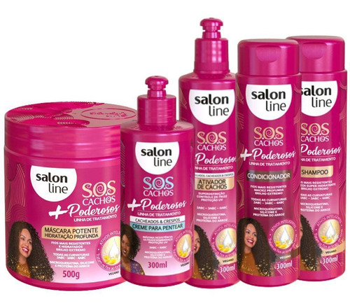 Kit Salon Line S O S Cachos Poderosos Completo 5 Produtos