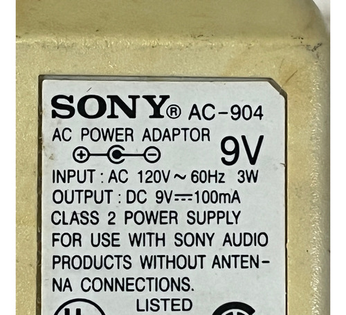 Transformador Adaptador Cargador Sony 9vdc 0,1a 100ma