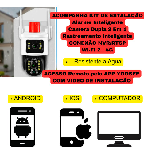 Câmera De Segurança Externa Wifi Alarme Inteligente Yoousee