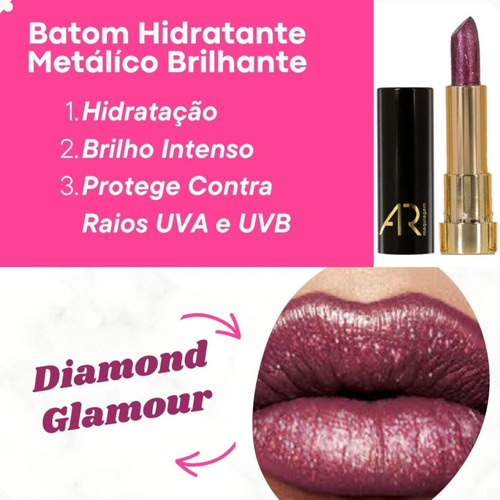Batom Diamond Glamour Com Acabamento Metálico Abelha Rainha