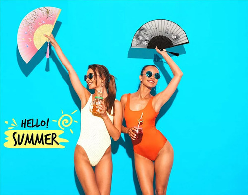 2pcs Abanicos Plegables Para Mujer Abanicos De Seda De Bambú