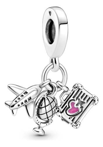 Dije Charm De Plata S925 Compatible Viajes Calidad Premium Avión Maleta Mundo