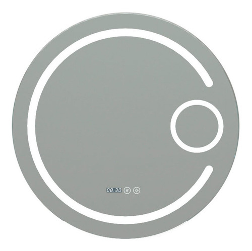 Imagen 1 de 2 de Espejo Led Redondo 60cm Touch Desempañante Reloj