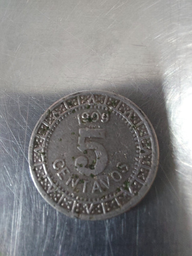 Imagen 1 de 3 de Moneda Antigua 5 Centavos 1909