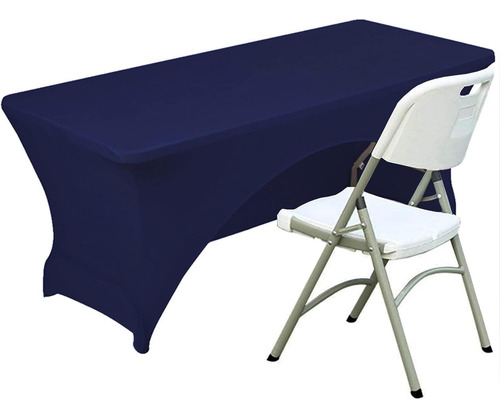 Mantel Elástico Ajustable Azul Marino Para Mesa 1.52m