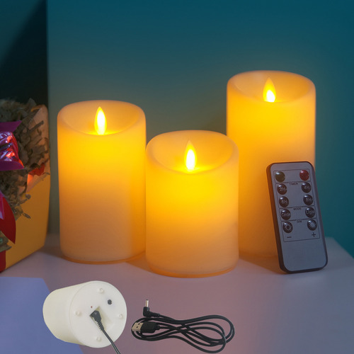 Juego De 3 Luces Led Eléctricas Sin Llama Recargables Por Us