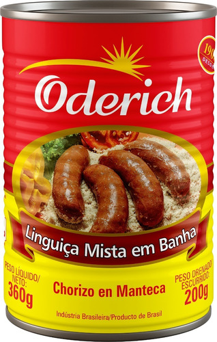 Linguiça Mista em Banha Oderich Lata 200g