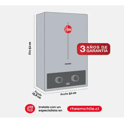 Calefont 7 Litros Gas Licuado Tiro Natural Rheem