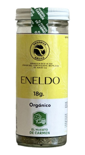 Eneldo Orgánico 18g Huerto De Carmen 100% Natural 